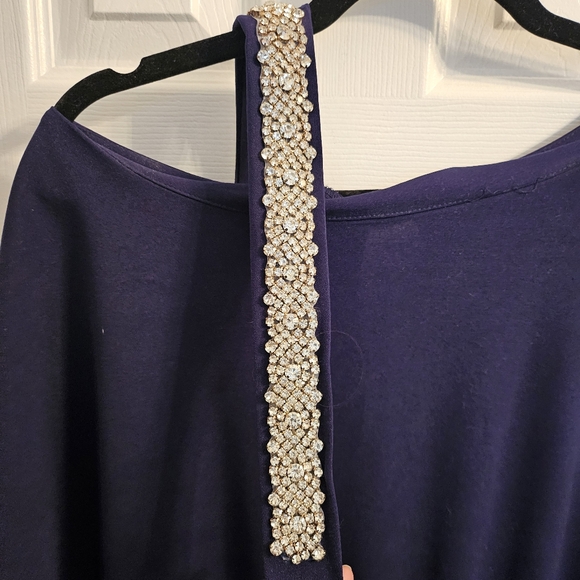 Navy jumpsuit, bling belt - Picture 3 of 5